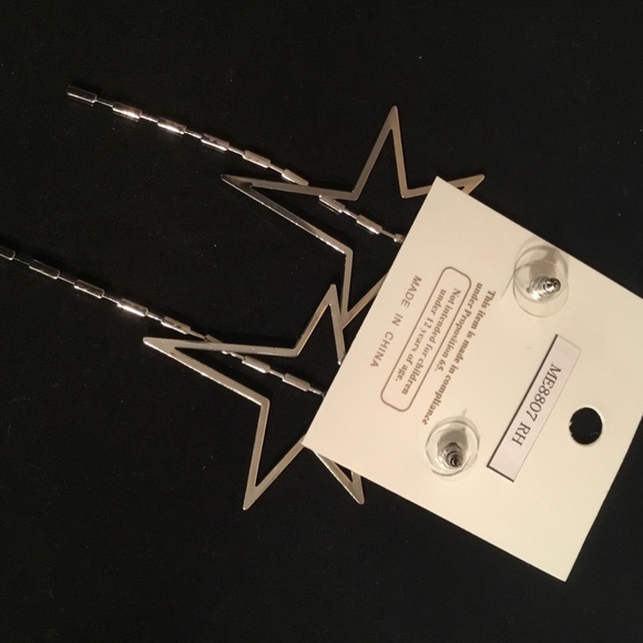 Star crystal drop pierced earrings - Picture 3 of 4